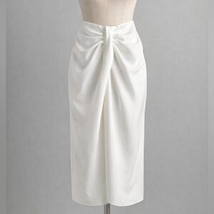 Zara Draped Midi Skirt | Knot Front High Waist Pencil Skirt Size L
